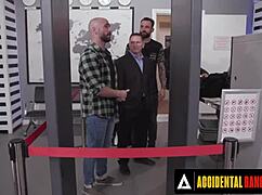 Sexy Passenger Whitney Wright Gangbanged by Airport Security Guys Rough Deepthroat