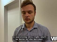 Karina King pays debt with busty blonde charm.