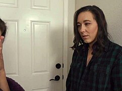 Sinn Sage and Ariel X tease with a big strap-on dildo in lesbian play
