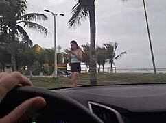 Hey pretty girl, why risk masturbating on the beach sidewalk like that?
