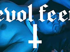 The dirty old man dominantly fucks the redhead's small feet and tight pussy