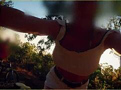 amazing milf flashing big tits on public bike ride? dare you to watch