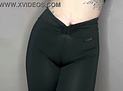 asmr cameltoe in tight black leggings