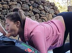Wow! Risky Outdoor Sex with 18YO Brunette Teen and Her Big Cock Lover!