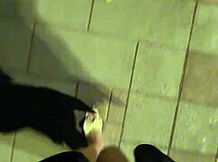 Shemale ting xuan puts on butt plug while taking a walk and masturbates outdoors