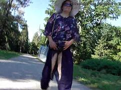 Hairy Mature Flashes Pussy in Public Park!