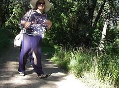 Hairy Mature Flashes Pussy in Public Park!