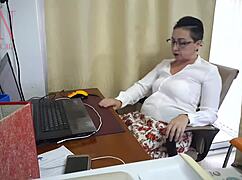 Sexretary secretary gets fucked with a dildo security camera in the office cam 1