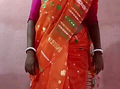 saree-wearing curvy indian brunette shows off her stunning chubby beauty