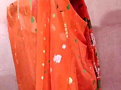saree-wearing curvy indian brunette shows off her stunning chubby beauty
