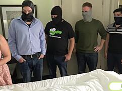 Wisconsin Tiff's old man sits back as his friends gangbang her hard. What a wild scene!