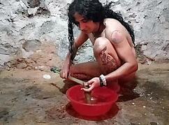 Ladyboy anal play with cucumber