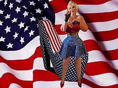 Granny america has fourth of july stick and lick orgasms