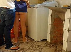 Dona de casa casada pays washing machine tech with her pussy