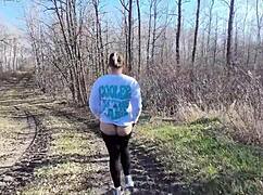 fucking outside with big tits and monster cock, drone catching us