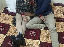 Indian milf gets her pussy licked and fucked hard in missionary position with kissing