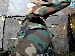 naughty teen soldier almost getting caught masturbating in the field 😏