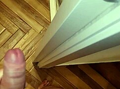 Horny Italian Guy Jerks Naked in T-Shirt with Stepsister Watching