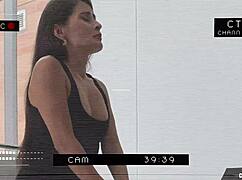 a milf in lingerie convinces office security head with big cock fucking in heels