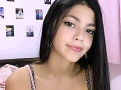 Latina girl chats online, teasing in a direct web session.