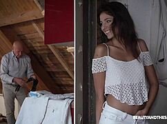 Horny step daughter can't keep hands off his old dick. What's her next move?