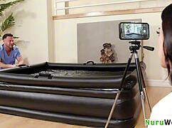 Seth Gamble And Gal Ritchie Give Wet Nuru Massage