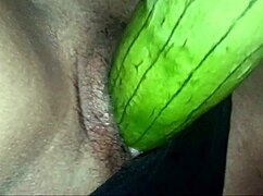 She Reaches Climax Using Fruit to Tease Her Tight Shaved Pussy in Bold Action