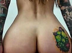 Iranian sex with beautiful brunette teen and tattoos