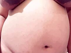 Pregnant stepmom strips on webcam
