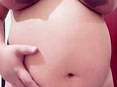 Pregnant stepmom strips on webcam