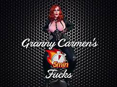 i watch bbw granny carmen with her little black dildo and pussy licking cum