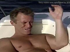 beauty assists old man in relaxation session.