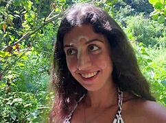 Walking on a public beach after a session. Petite 18+ babe in pov.