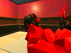 this demon girl seduces me with her hot oiled body in a sauna