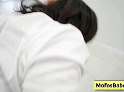 busty milf sasha pearl sucks fat white dick in the office.