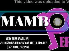 Overwhelmed by pleasure as karina rose gets bent over for four huge cocks in anal gaping