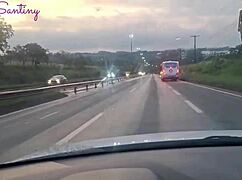 Almost Caught Fucking Huge Cock in Car!