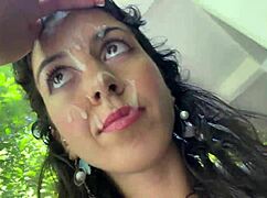 cum on face in public locker room, then cumwalk at the waterfall