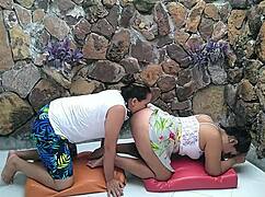 Colombian babe gets horny from stretches, wants to fuck teacher 😏