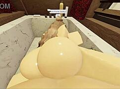 brunette with fat ass sucks and fucks in the bathtub