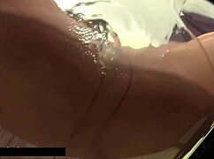 she starts by wetting her nylons during solo masturbation, then rips the crotch open for close-up softcore play