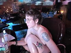 i was playin with my girlfriend's vibrator on her big ass tits, lickin and stuff, she's so horny babe