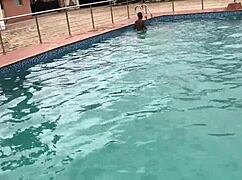 Oily Fat Bitch Fucked at Pool to Cumshot