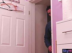 webcam teen interacts with stepdad