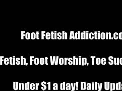 She knew all about his secret fetish for women's feet, so she teased him with a slow footjob and sucking.