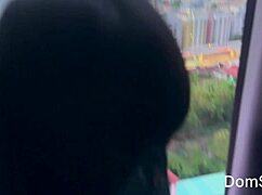 Watch this slim asian petite girl get fucked hard in pussy and ass on the balcony!