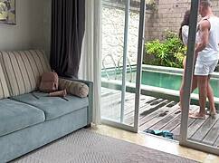 Slutty babysitter must fuck her boss to keep her job - public cumwalk