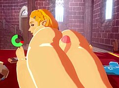 Link fucks Zelda and cums on her thighs
