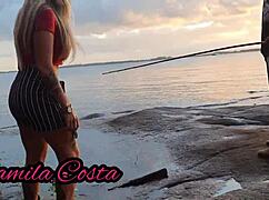 mature wife gives to unknown fisherman on red