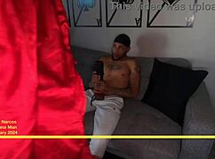 The hot ebony milf says, 'I caught macana man with that toy in his hand.'